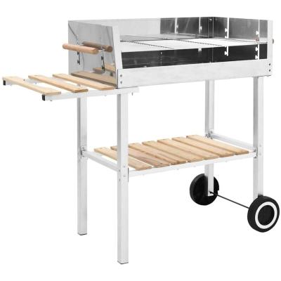 VIDAXL  barbecue au charbon sur chariot acier inoxydable et 2 &eacute;tag&egrave;res