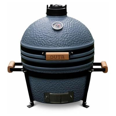 OUTR  - Barbecue C&eacute;ramique Kamado Medium 40 cm Gris - Noir / gris