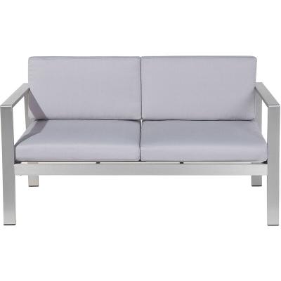 BELIANI Canap&eacute; de jardin 2 places en aluminium gris clair SALERNO