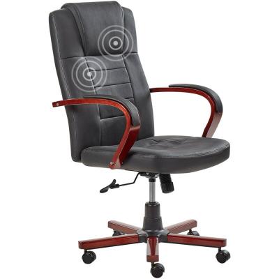 Chaise De Bureau Massante En Cuir Noir Avec Fonction Chauffage Diamond