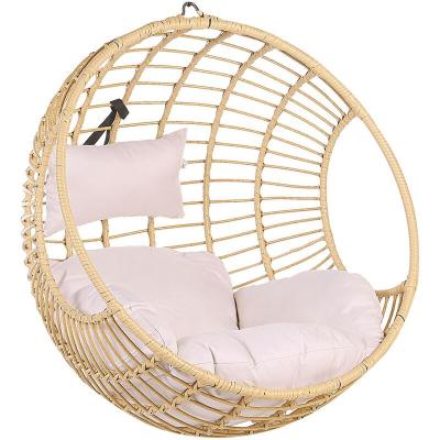 BELIANI  - Fauteuil suspendu en rotin beige ASPIO