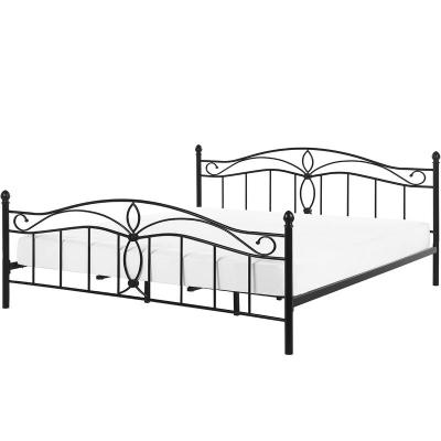 Lit m&eacute;tallique noir 180x200 cm design romantique ANTLIA - BELIANI - Avec sommier &agrave; lattes