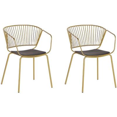 Beliani - Lot de 2 chaises en m&eacute;tal dor&eacute; RIGBY