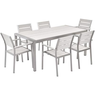 BELIANI Set de salle &agrave; manger 6 personnes en bois synth&eacute;tique blanc
