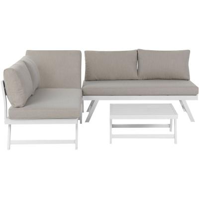 BELIANI Set de salon 5 personnes en aluminium gris