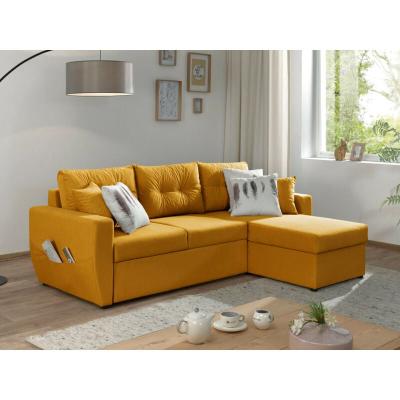 BESTMOBILIER  Canap&eacute; d'angle r&eacute;versible convertible 4 places ASTORIA - Velours Jaune
