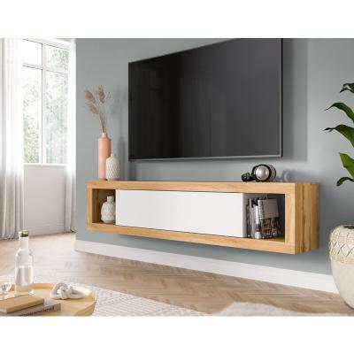BESTMOBILIER Ethan - meuble tv - 1 porte - effet bois et blanc - 180 cm