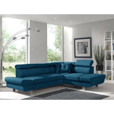 BESTMOBILIER Lisbona - Canap&eacute; d'angle convertible - 5 places -Droit - Bleu canard 
