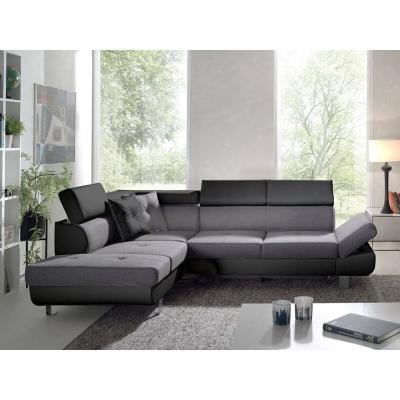 BESTMOBILIER Lisbona - Canap&eacute; d'angle convertible - 5 places - Gauche - Noir / Gris 