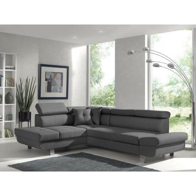 BESTMOBILIER Lisbona - Canap&eacute; d'angle convertible - 5 places - Gauche - Gris fonc&eacute; 