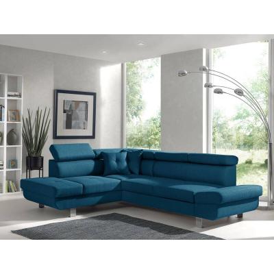 BESTMOBILIER Lisbona - Canap&eacute; d'angle convertible - 5 places - Gauche - Bleu canard 