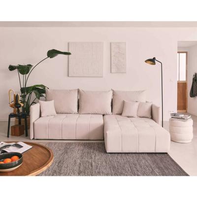 BESTMOBILIER  Canap&eacute; d'angle r&eacute;versible convertible 4 places - Velours Beige