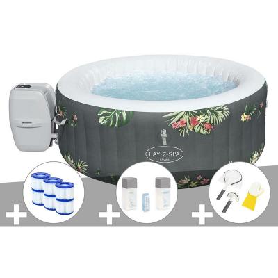 BESTWAY Kit spa gonflable  Lay-Z-Spa Aruba rond Airjet 2/3 places + 6 filtres + Kit traitement brome + Kit de nettoyage