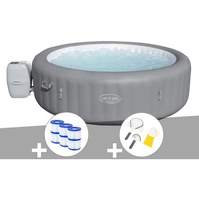 BESTWAY Kit spa gonflable Lay-Z-Spa Grenada rond Airjet 6/8 places + 6 filtres + Kit de nettoyage