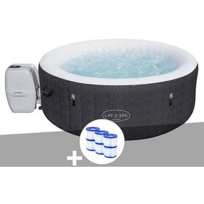 BESTWAY Kit spa gonflable Lay-Z-Spa Havana rond Airjet 2/4 places + 6 filtres