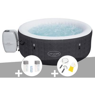 BESTWAY Kit spa gonflable Lay-Z-Spa Havana rond Airjet 2/4 places + Kit traitement brome + Kit de nettoyage