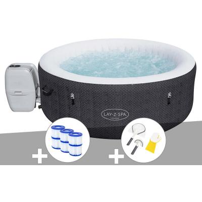 BESTWAY Kit spa gonflable Lay-Z-Spa Havana rond Airjet 2/4 places + 6 filtres + Kit de nettoyage