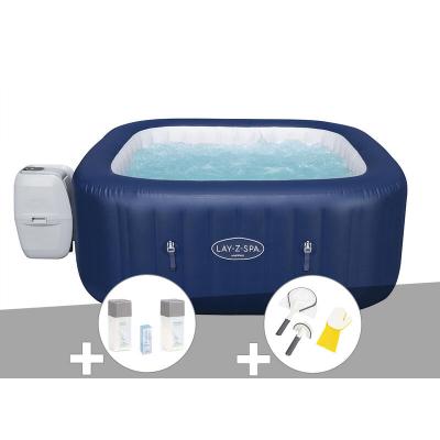 BESTWAY Kit spa gonflable  Lay-Z-Spa Hawaii carr&eacute; Airjet 4/6 places + Kit traitement brome + Kit de nettoyage