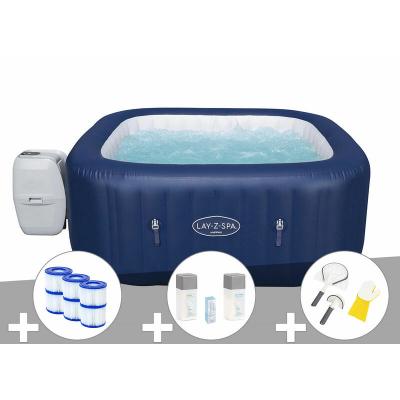 BESTWAY Kit spa gonflable  Lay-Z-Spa Hawaii carr&eacute; Airjet 4/6 places + 6 filtres + Kit traitement brome + Kit de nettoyage