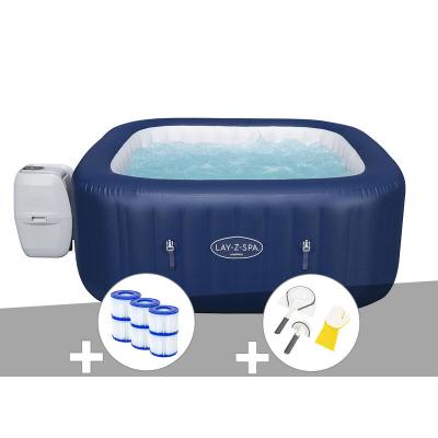 BESTWAY Kit spa gonflable Lay-Z-Spa Hawaii carr&eacute; Airjet 4/6 places + 6 filtres + Kit de nettoyage