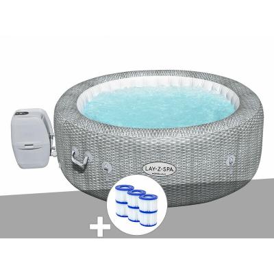 BESTWAY Kit spa gonflable Lay-Z-Spa Honolulu rond Airjet 4/6 places + 6 filtres