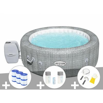 BESTWAY Kit spa gonflable  Lay-Z-Spa Honolulu rond Airjet 4/6 places + 6 filtres + Kit traitement brome + Kit de nettoyage
