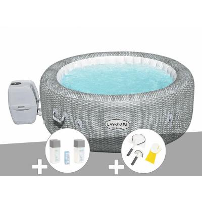 BESTWAY Kit spa gonflable  Lay-Z-Spa Honolulu rond Airjet 4/6 places + Kit traitement brome + Kit de nettoyage