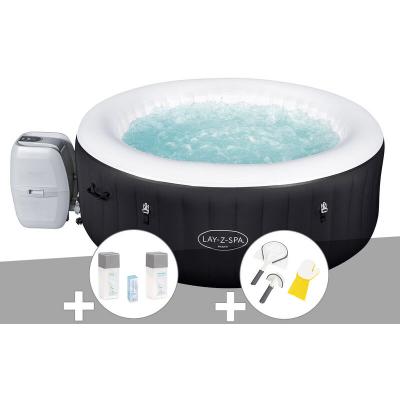 BESTWAY Kit spa gonflable Lay-Z-Spa Miami rond Airjet 4 places + Kit traitement brome + Kit de nettoyage