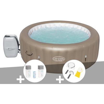 BESTWAY Kit spa gonflable  Lay-Z-Spa Palm Springs rond Airjet 4/6 places + Kit traitement brome + Kit de nettoyage