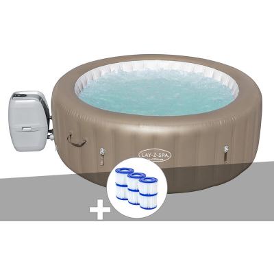 BESTWAY Kit spa gonflable Lay-Z-Spa Palm Springs rond Airjet 4/6 places + 6 filtres