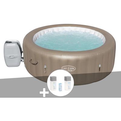 BESTWAY Kit spa gonflable Lay-Z-Spa Palm Springs rond Airjet 4/6 places + Kit traitement brome