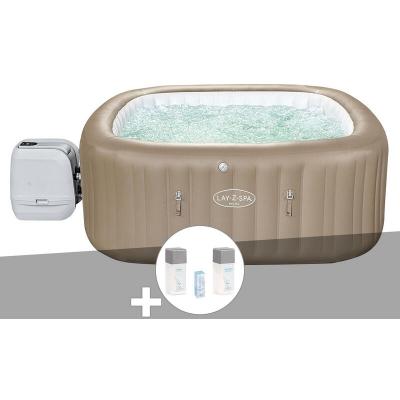 BESTWAY Kit spa gonflable Lay-Z-Spa Palma carr&eacute; Hydrojet Pro 5/7 places + Kit traitement brome