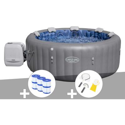 BESTWAY Kit spa gonflable Lay-Z-Spa Santorini rond HydroJet Pro 5/7 places + 6 filtres + Kit de nettoyage