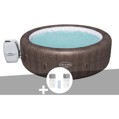 BESTWAY Kit spa gonflable Lay-Z-Spa St Moritz rond Airjet 5/7 places + Kit traitement brome
