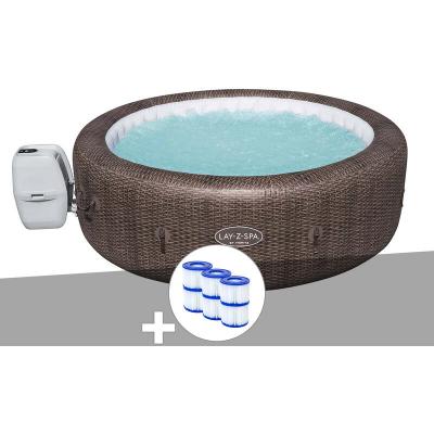 BESTWAY Kit spa gonflable Lay-Z-Spa St Moritz rond Airjet 5/7 places + 6 filtres