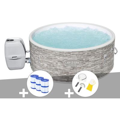 BESTWAY Kit spa gonflable Lay-Z-Spa Vancouver rond Airjet Plus 3/5 places + 6 filtres + Kit de nettoyage