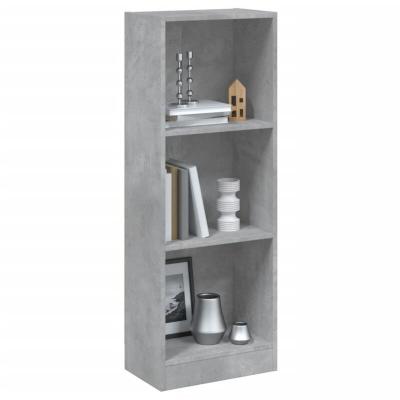Biblioth&egrave;que &agrave; 3 niveaux Gris b&eacute;ton 40x24x108 cm Agglom&eacute;r&eacute;