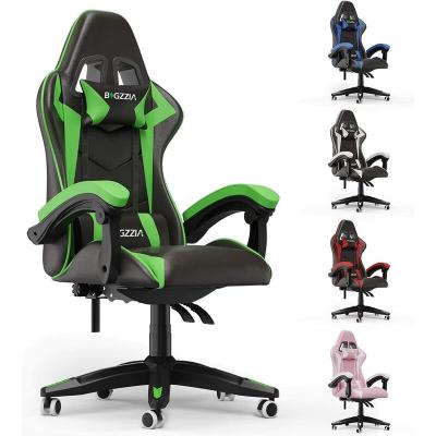 RATTANTREE Bigzzia - Fauteuil de bureau Chaise Gamer Chaises de bureau &agrave; haut dossier avec coussin et dossier inclinable Noir et Vert