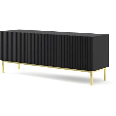 BIM FURNITURE Meuble tv ravenna b 150 cm 3D frais&eacute; noir mat + cadre