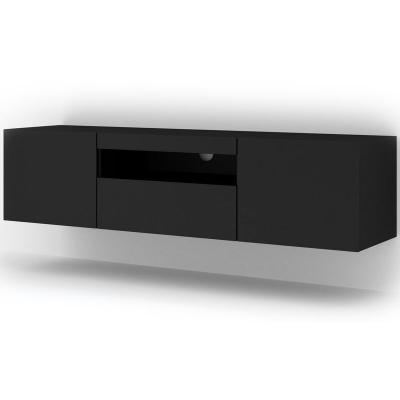 BIM FURNITURE Meuble TV universel Aura 150 cm &agrave; poser ou suspendu, noir mat