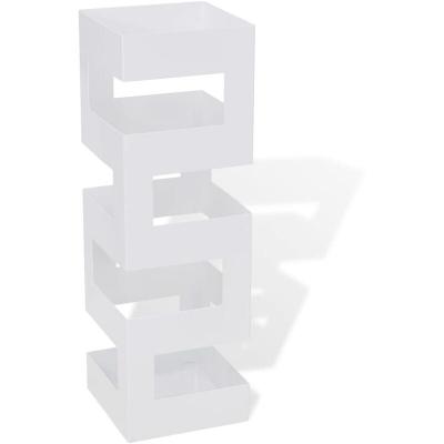 VIDAXL Blanc Carr&eacute; Porte-parapluie Stockage pour cannes b&acirc;tons Acier 48,5 cm