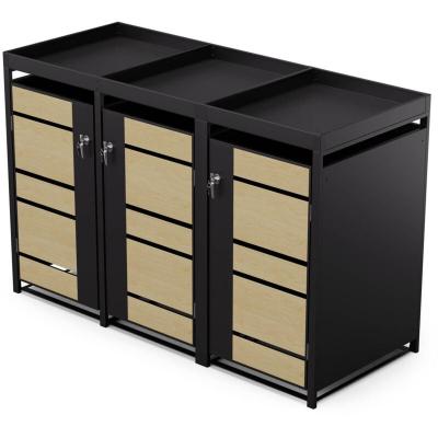 BLUMFELDT BinSafe conteneur &agrave; poubelle 3 poubelles 240 L r&eacute;sistante aux intemp&eacute;ries verrouillable