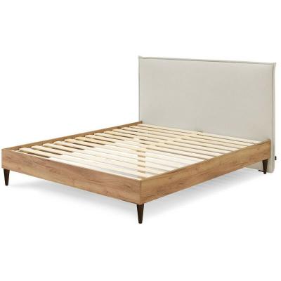 Lit 140x190 cm cara avec lattes massives pieds en bois weng&eacute; beige 140x190