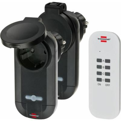 BRENNENSTUHL  Remote Control Set 2x Ip44 Receiver 4x Remote 1000w Noir