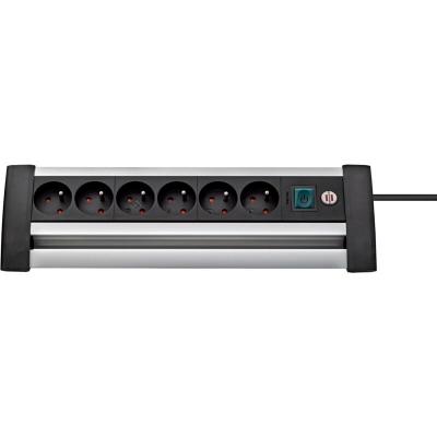 BRENNENSTUHL  - Multiprise Office-Line Alu avec interrupteur - H05VV-F 3G1,5 6 prises / 3m