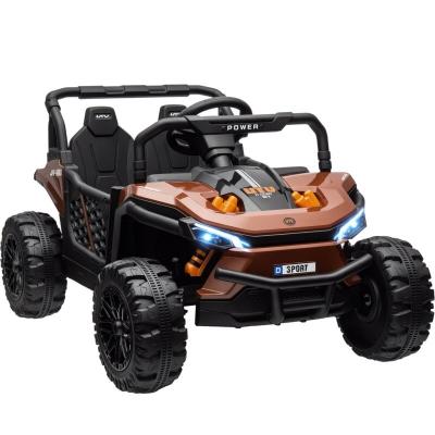AIYAPLAY Buggy &Eacute;lectrique Enfant Utv - 12v, 6km/h Max. - T&eacute;l&eacute;commande - Nombreux Effets Marron