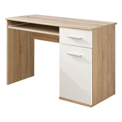 MEUBLORAMA Bureau enfant, Ado avec &eacute;tag&egrave;re coulissante, 1 porte et un tiroir collection denver - Marron - Bois
