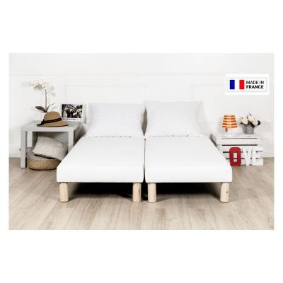 BYSOMMIFLEX  - sommier tapissier blanc 100X200X2 (200X200)FABRICATION francaise artisanalepieds offerthauteur avec pieds 27CM