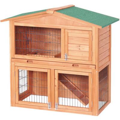 BIGB Wiltec Clapier ? 871 x 547 x 1000 mm ? 2 &eacute;tages ? Toit bitum&eacute; ? en Bois de sapin ? avec Rampe et Enclos ? Abri Cage pour rongeurs Poulailler