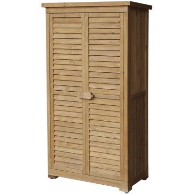 WILTEC  Armoire de jardin avec Portes en lamelles ? 870 x 465 x 1600 mm ? en Bois d'&eacute;pic&eacute;a avec toit bitum&eacute; ? Jardinage Rangement Outils